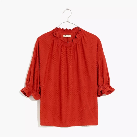 Madewell Clipdot Ruffle Top in Etruscan Clay - Picture 2 of 5